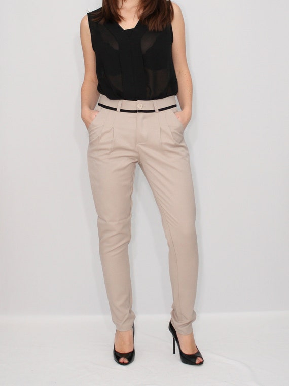 Items similar to High Waist Skinny Pants Khaki Pants for Women on Etsy