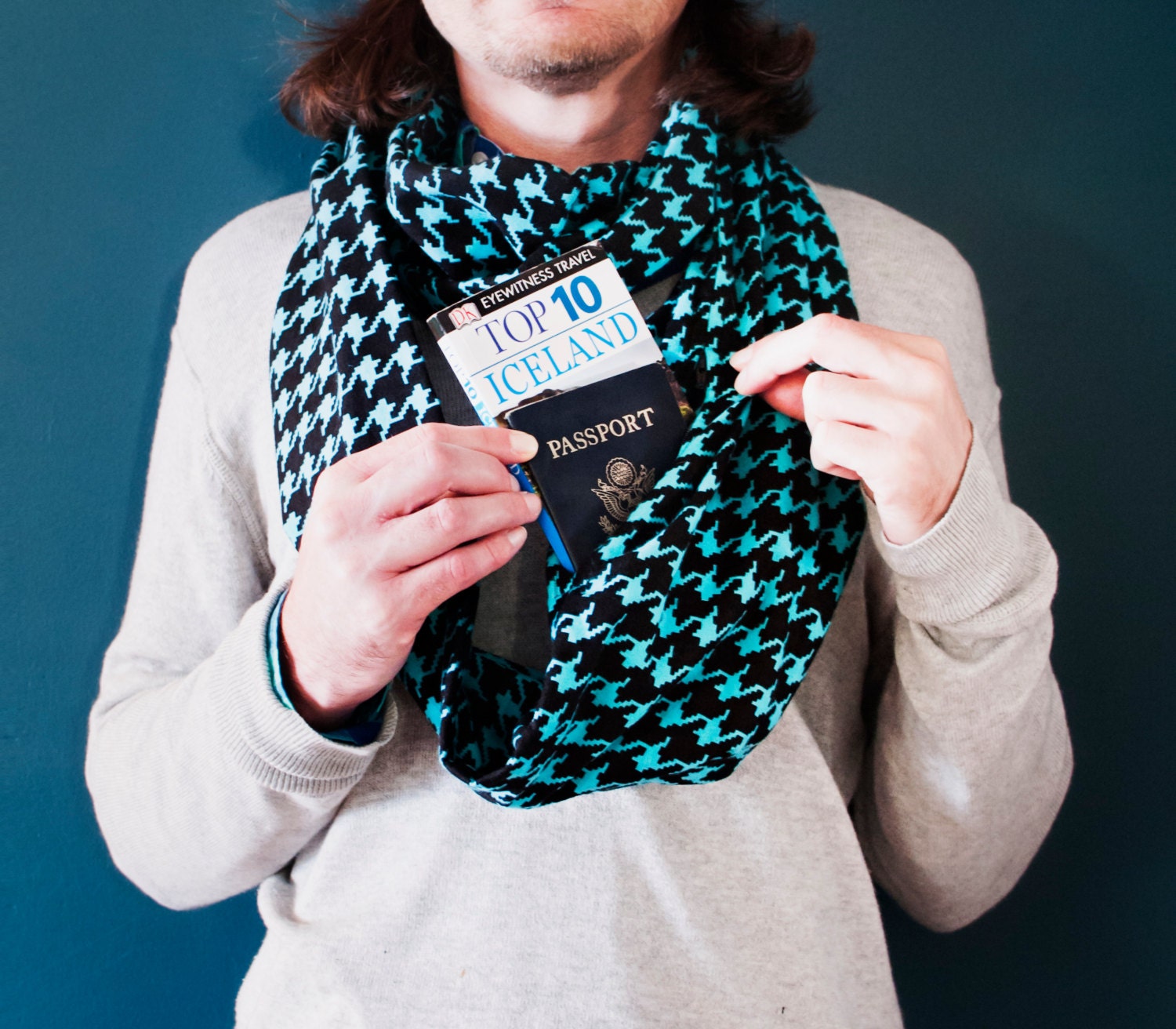 Scarf With Hidden Pocket - perfect for travel or a flask