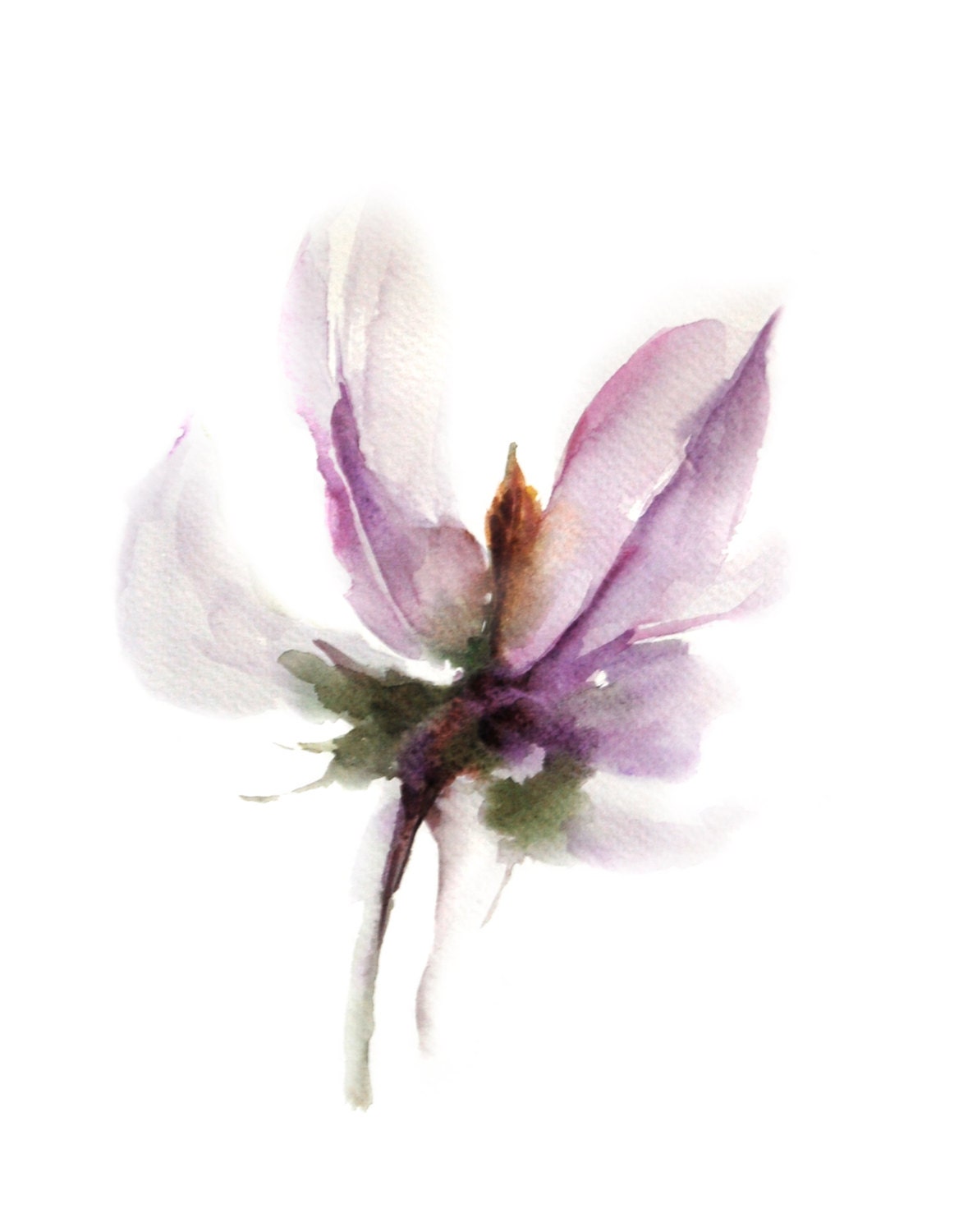 Abstract Minimalist Flower Watercolor Painting By Canotstopprints