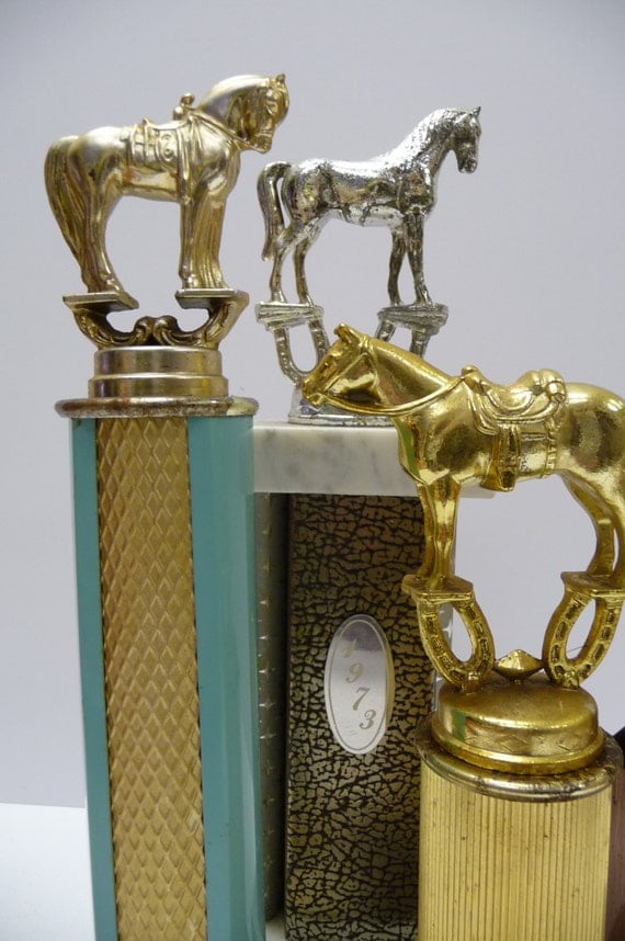 3 Vintage Horse Trophy Trophies Western Pleasure by SalvageRelics