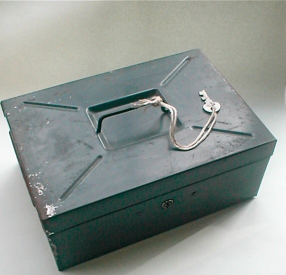 Rusty Trusty Old Lock Box Vintage 1950s Metal by studiostebbylee
