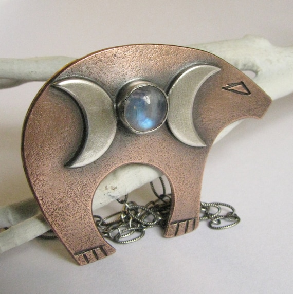 Artio Celtic Goddess Bear Necklace Triple Goddess by Mocahete