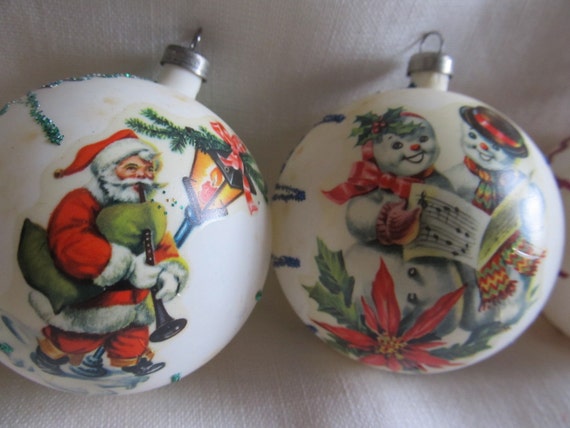 Vintage 1940's Set Of 6 Christmas Ornaments by AuntSuesVintage