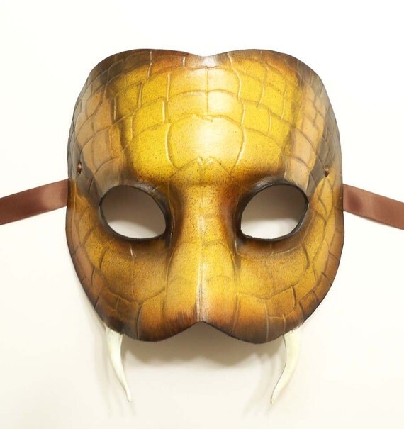 Leather Snake Mask with Fangs by teonova on Etsy