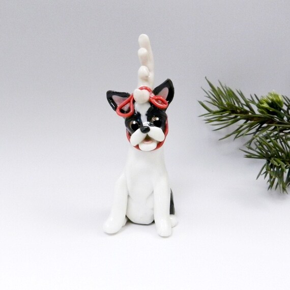 boston terrier christmas ornament figurine by themagicsleigh boston terrier christmas ornament figurine by themagicsleigh