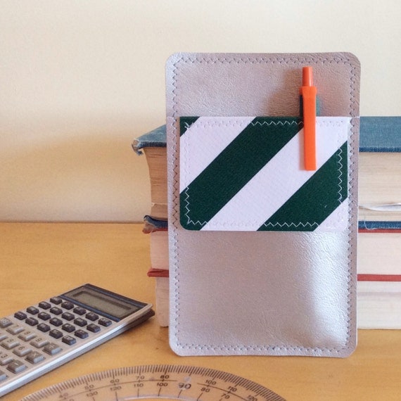 Nerd Power Vinyl Pocket Protector in silver metallic by annebvinyl