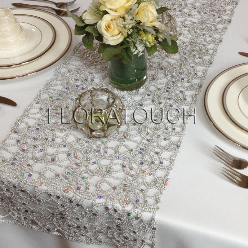 table also Wedding Metallic runner Alice wedding (gold make  Lace Table Runner available) Silver