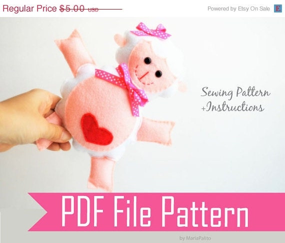 SALE Lamb Sewing pattern - PDF ePATTERN - Toy Doll Softie Sewing Pattern and Instructions A775 Il_570xn