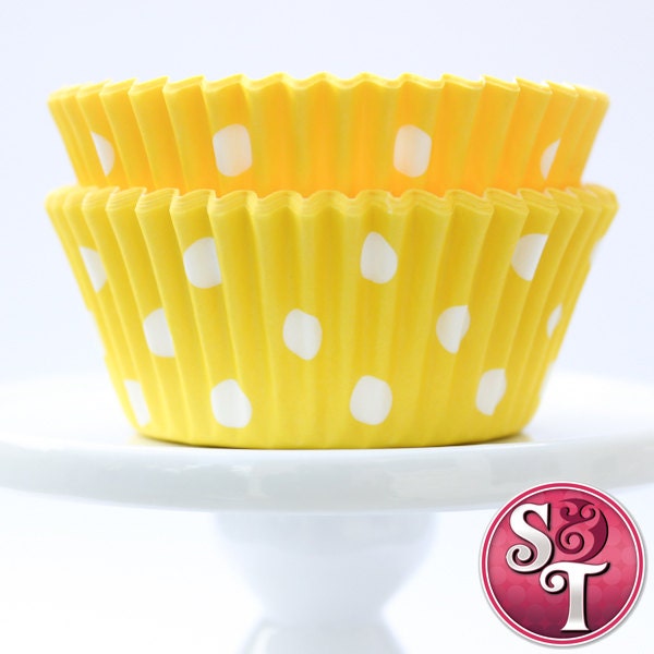 Yellow GREASEPROOF Dot Baking Cups Cupcake Liners - Quantity 50 Il_570xn