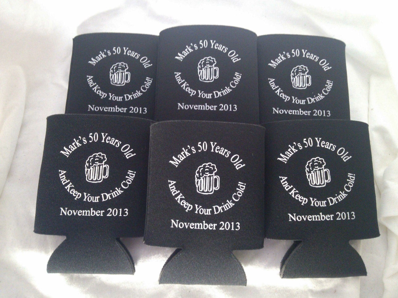 50th Birthday koozies design 1352 lot of by odysseycustomdesigns
