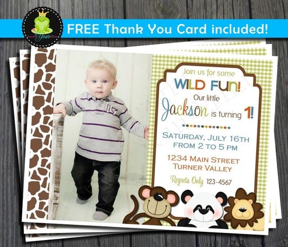 Jungle Birthday Invitation - FREE Thank You Card included Il_570xn