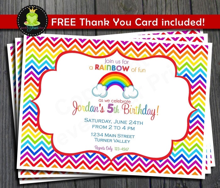 Rainbow Birthday Invitation - Rainbow Party Invite Il_570xn