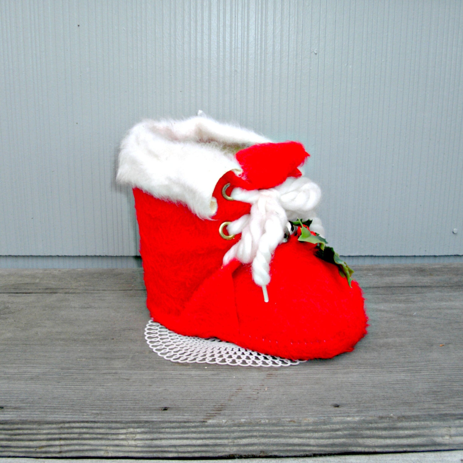 vintage christmas boot fur santa claus by littlevintagecottage vintage christmas boot fur santa claus by littlevintagecottage