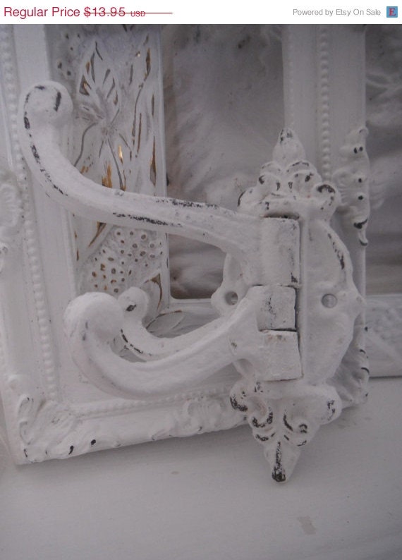 distressed wall hook shabby chic white victorian swivel arm wall hook arm jewelry hook towel holder towel hook cottage chic beach house