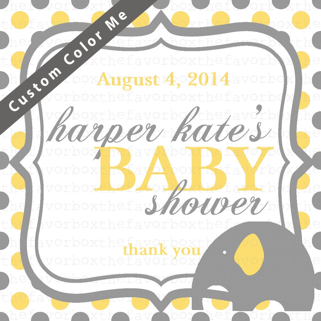 Elephant Baby Shower Label // Elephant Label // by thefavorbox