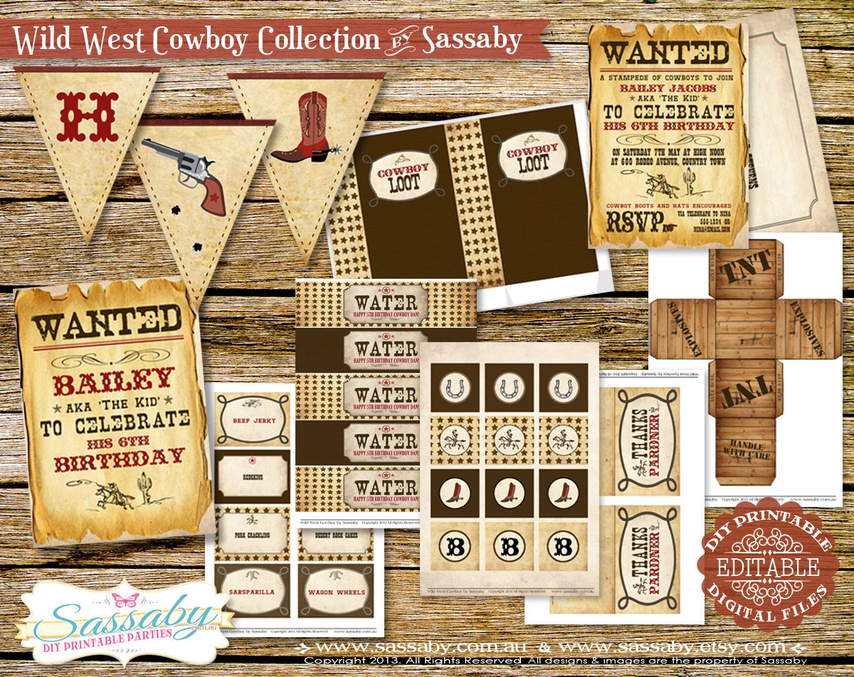 Wild West Cowboy Party Collection - Boys Birthday Party - DIY PRINTABLE FILES by Sassaby Il_570xn