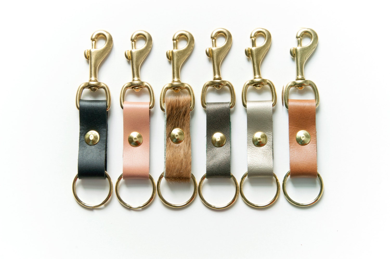 LEATHER and Brass Key Fob. Leather Key Chain by