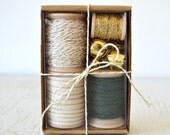 IVORY, GOLD and FOREST green gift wrap kit - holiday packaging kit with twine, ribbon and jingle bells - PaperAndPresent IVORY, GOLD and FOREST green gift wrap kit - holiday packaging kit with twine, ribbon and jingle bells - PaperAndPresent