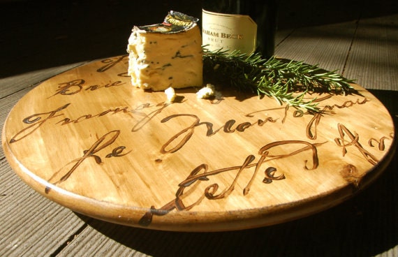FRENCH CHEESE BOARD - lazy susan,  personalized cheese board, wooden cutting board, custom cutting board,personalized cutting board,gift - CECILIAROSSLEE