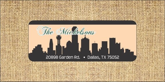 150 Dallas Skyline Return Address Labels - Self stick and glossy Il_570xn