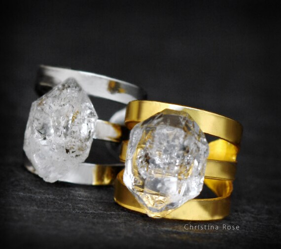 RAW HERKIMER DIAMOND Ear Cuff Gold Or by ChristinaRoseJewelry