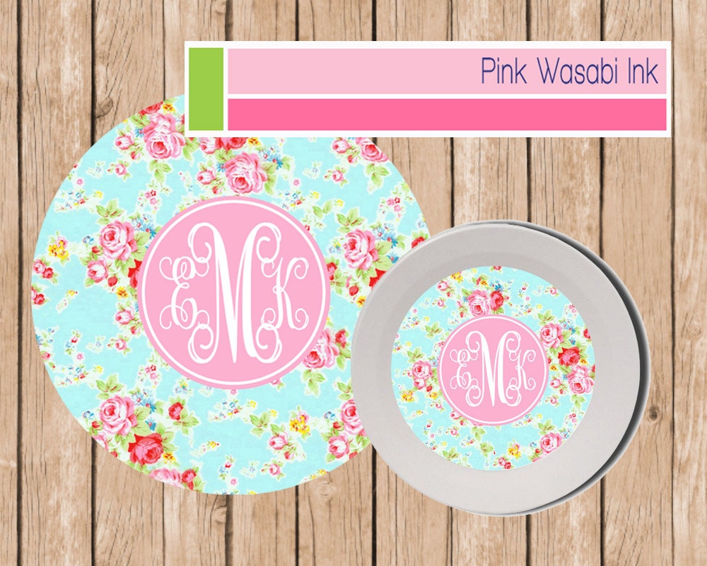 Personalized Plate and Bowl Set Childrens Plate by PinkWasabiInk