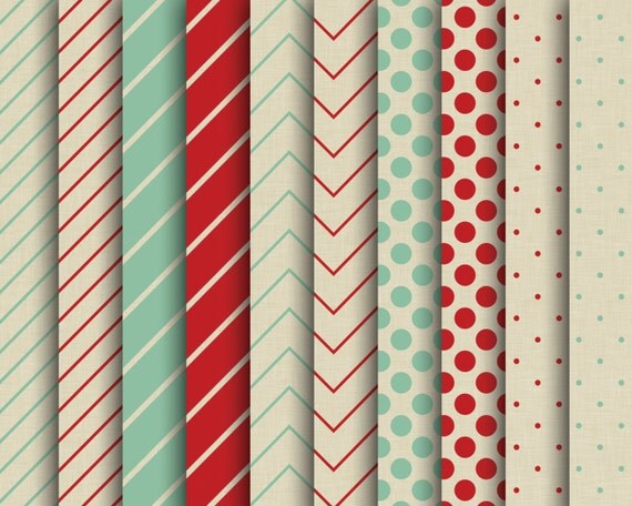 60% OFF SALE Digital Papers Red Green Stripes Christmas Scrapbook Papers Merry Christmas Backgrounds Kraft Paper Il_570xn