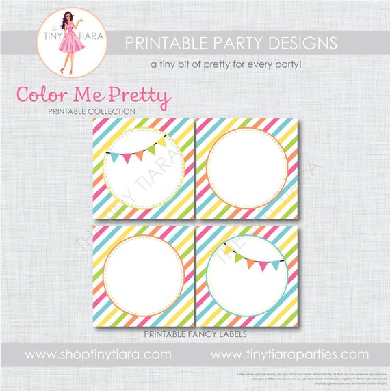 Color Me Pretty Printable Fancy Labels INSTANT DOWNLOAD : Printable Party Designs by The Tiny Tiara Il_570xn