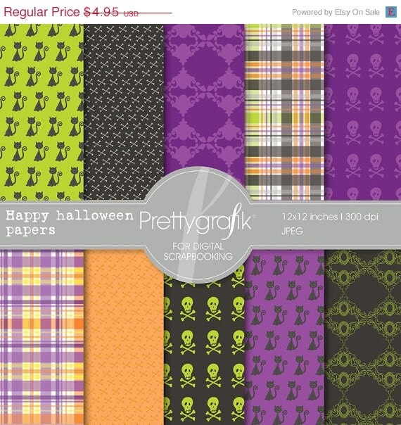70% OFF SALE Halloween digital papers scrapbook set - PGPSPK553 Il_570xn