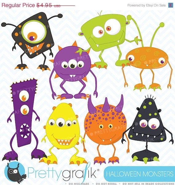 70% OFF SALE Monster clipart commercial use, vector graphics, digital clip art, digital images - CL392 Il_570xn