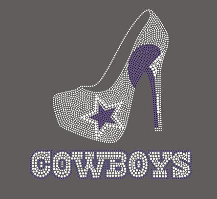 ... Cowboys High Heel Shoe Rhinestone Transfer Iron On Wholesale Avail