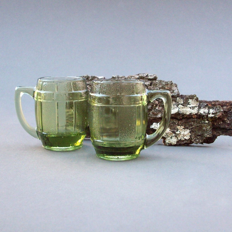 Vintage Green Beer Barrel Shot Glasses Set of by TheCherryAttic