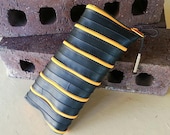 Spiral zipper pencil case - Recycled Bike Tube - Black & Yellow - MoabBagCompany