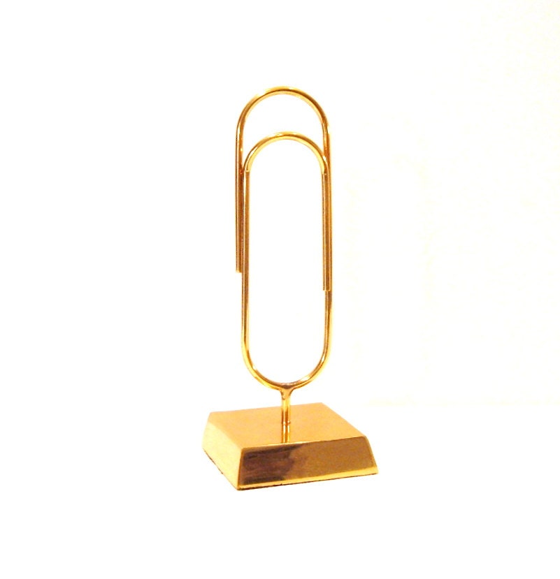 Items similar to Giant Brass Paper Clip, Vintage Desk Supplies, Vintage