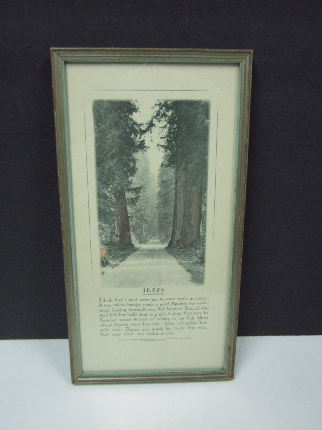Vintage Tree Print Framed Poem Poetry Joyce Kilmer by Twoawesum
