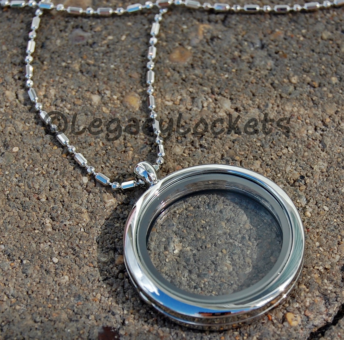 Floating Charm Glass Locket Necklace 30mm by LegacyLockets