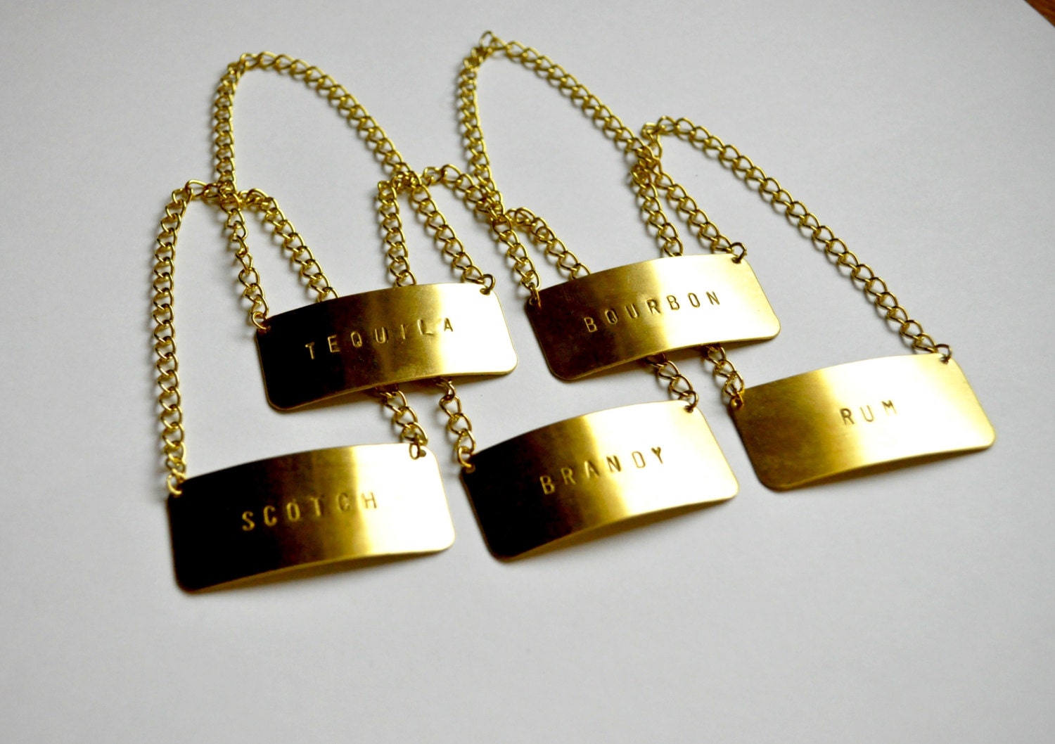 Modern Gold Decanter Labels Set of 5 by BadLeroyCreations on Etsy