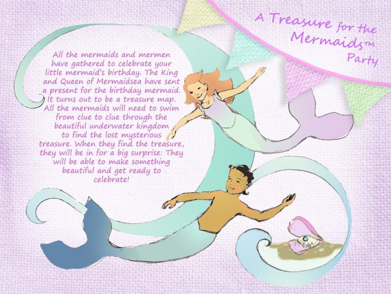 Complete kids birthday party in a booklet: A Treasure for the Mermaids Il_570xn