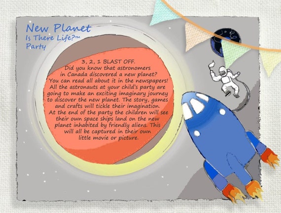Complete kids birthday party in a booklet: New Planet Il_570xn