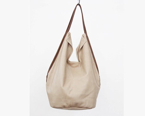 Nude leather tote bag- Charley Bag- Soft leather bag