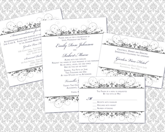 DIY Wedding Invitation Template Set (5x7 invitation & enclosure cards ... DIY Wedding Invitation Template Set (5x7 invitation & enclosure cards ...