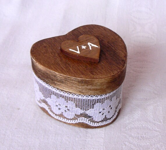 Wedding Ring Box, Engagement Ring Holder, Wood Ring Box, Ring Bearer Box, Lace Ring Box