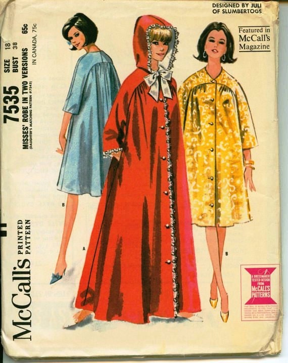 1960s Sewing Pattern 1964 Hooded Robe HOLIDAY by ShellMakeYouFlip