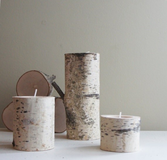 natural white birch wood candle holders set of by urbanplusforest