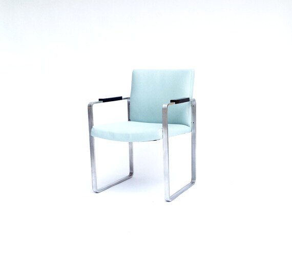 Aluminum Sled Chair Black Armrest Office Chair by TimandKimShow