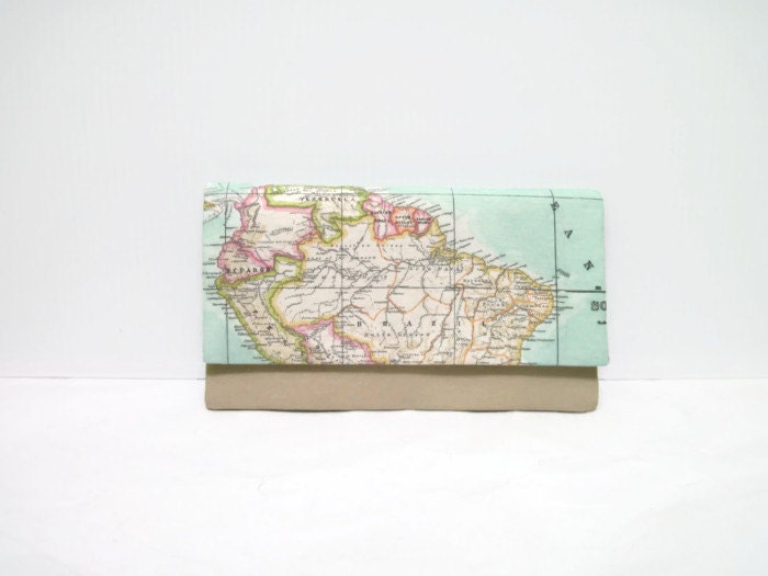 World Map Print Clutch