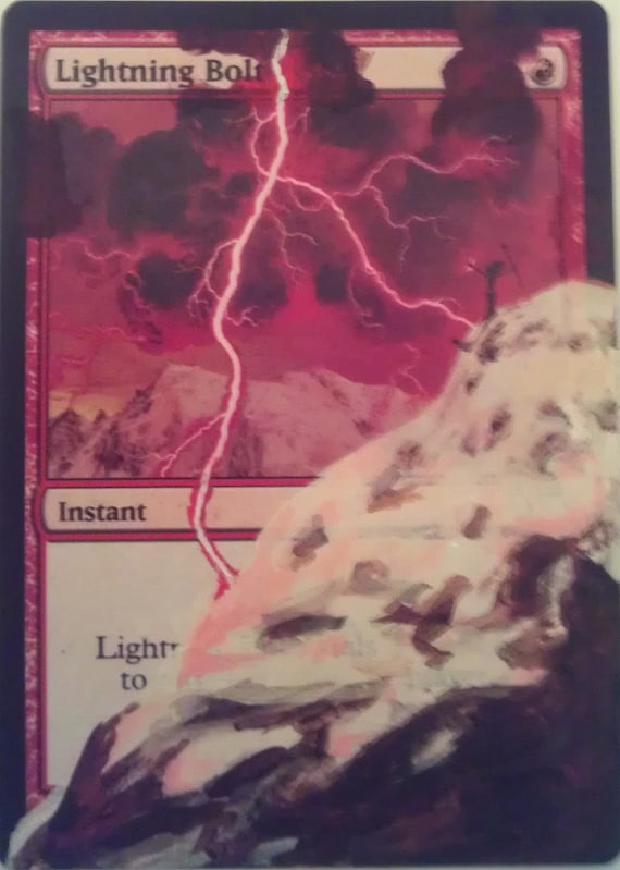 Lightning Bolt Painted Magic the Gathering Card by AlterMyMagic