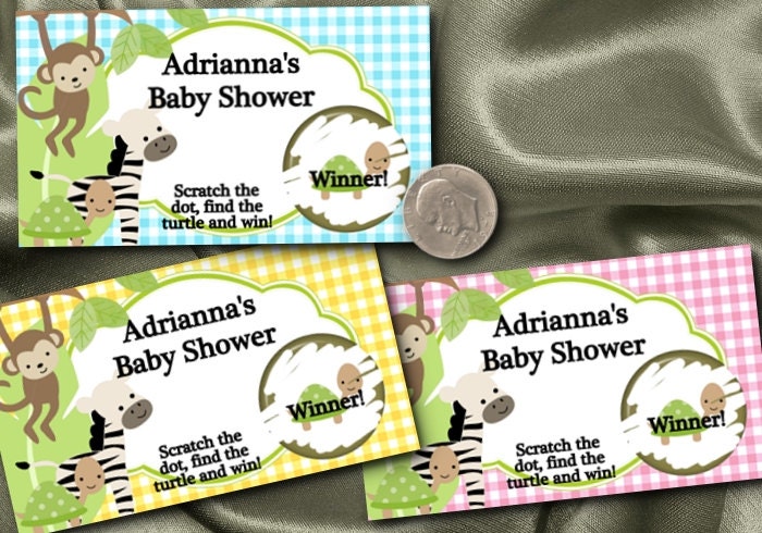 10 Party Scratch Off Cards, Baby Shower, 1st Birthday, Christening, Baby Animals Il_570xn