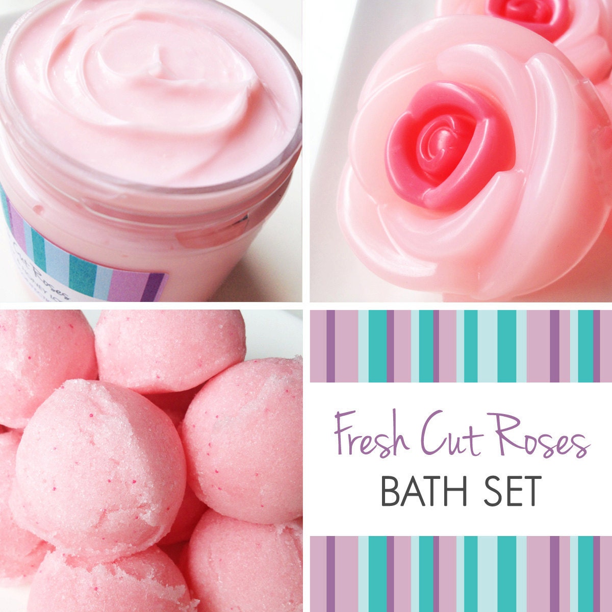 Fresh Cut Roses Bath Gift Set Soap Body by SweetClementineSoaps