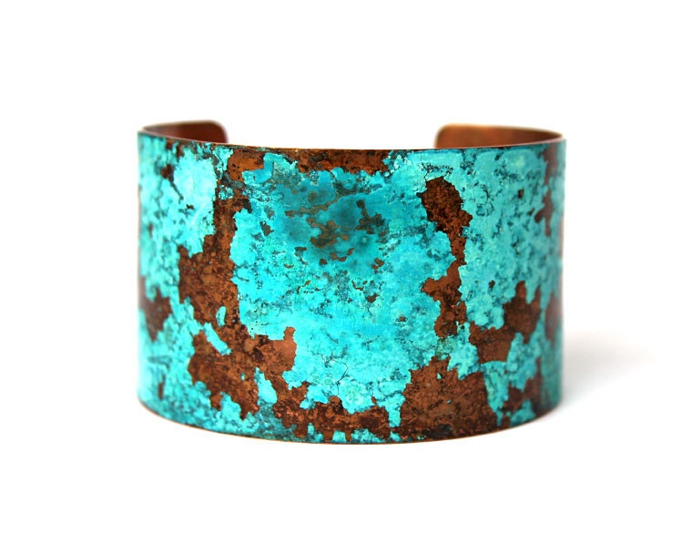 Patina Copper Cuff Verdigris Turquoise Blue Aged - TheBronzeFlower